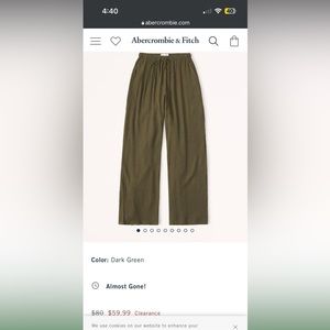 Small - long Abercrombie and Fitch crinkle green pull on pants